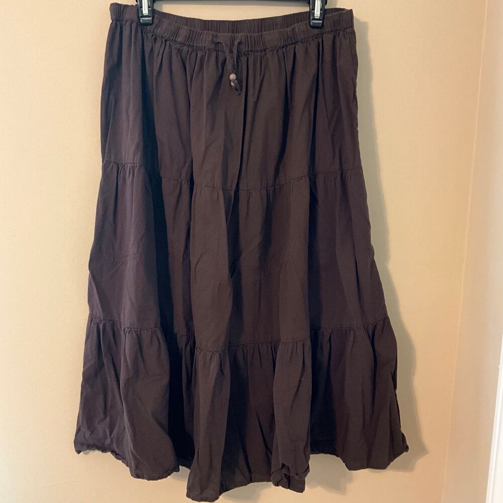 White Stag Brown Waist Tie Maxi Skirt Bohemian L 12-14￼￼